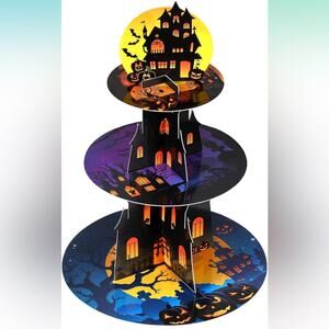 Halloween Party Cupcake Stand Decorations, 3 Tier Happy Halloween Theme Party